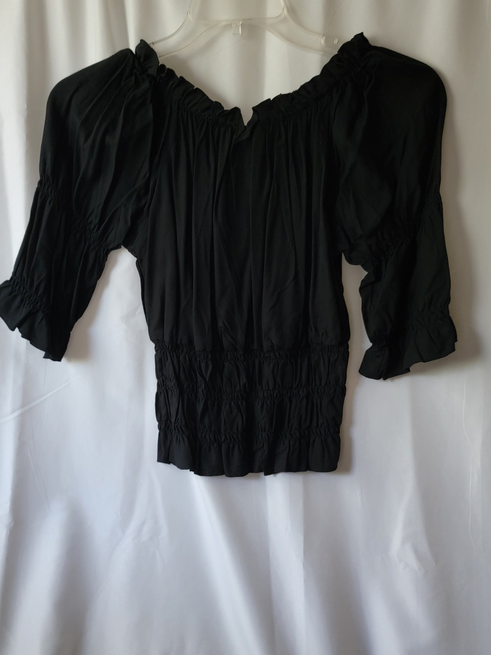 Women's Black Peasant Top Renfest Pirate Boho in Size Small - Picture 5 of 5